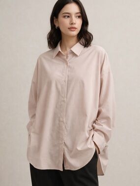 Oversized Pale Blush Button-Down Shirt